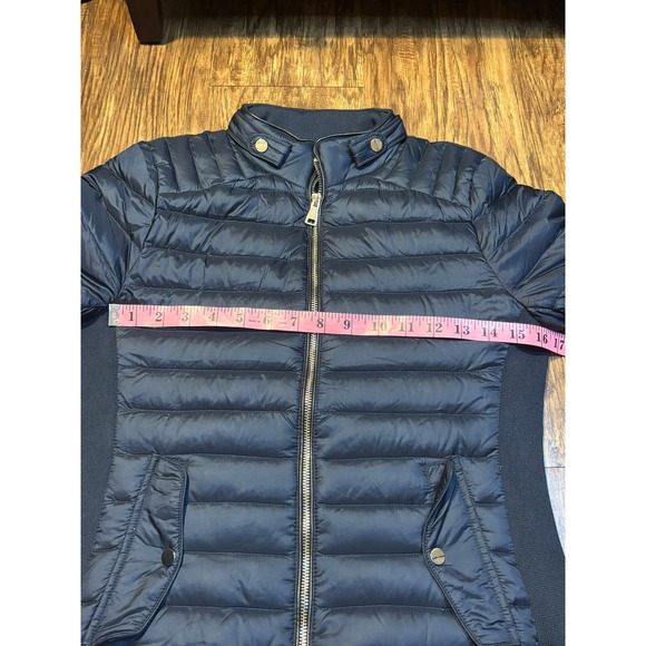 Zara Lightweight Packable Puffer Down Jacket Quilted Navy Blue Size S Duck - Picture 2 of 10